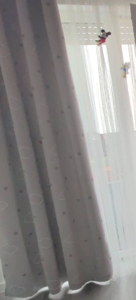 Conjunto 2 cortinados e candeeiro de teto que brilha no escuro cinza