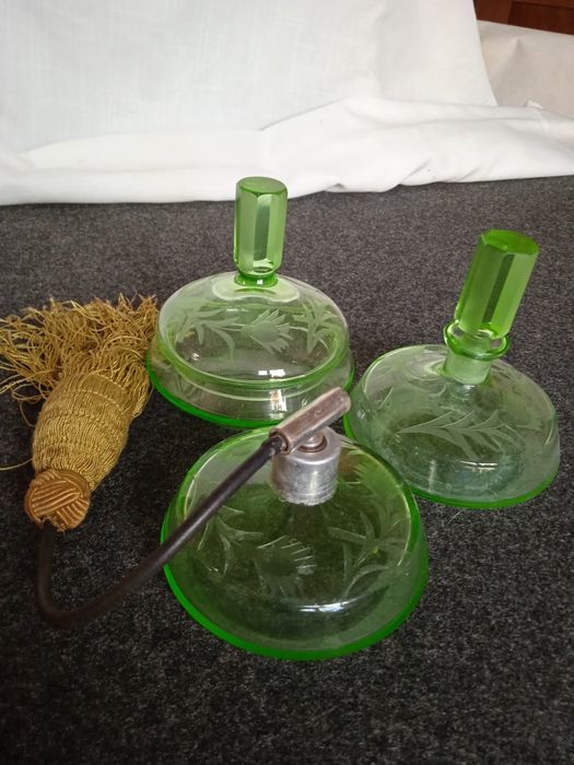 Komplet toaletowy szkło uranowe