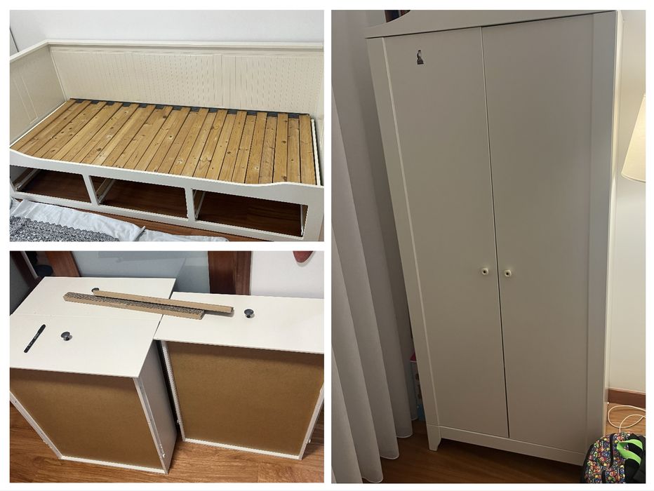 Pack ikea: cama hemnes, armario e colchao afjall