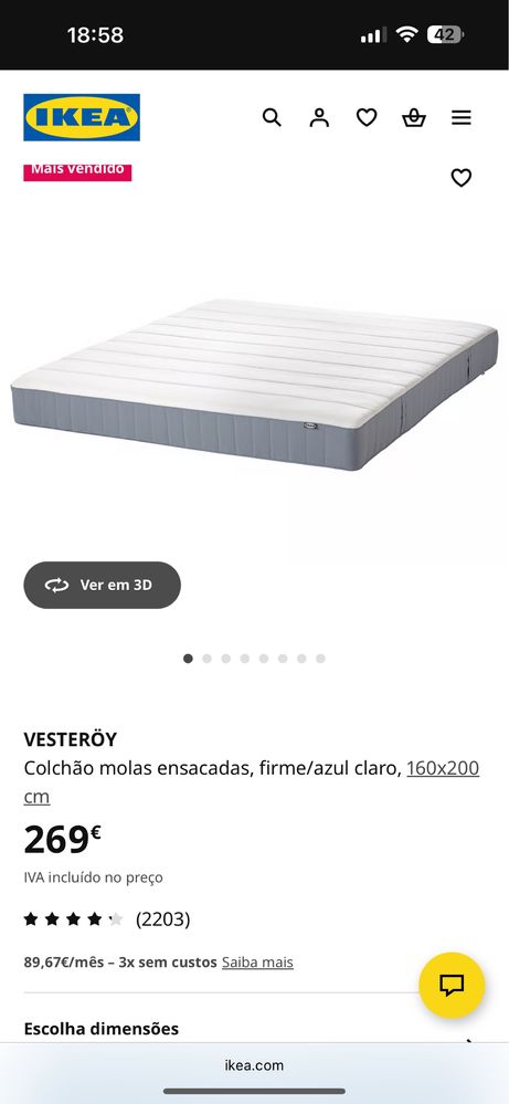 Cama + mesa de cabeceira 160x200 Ikea Malm completa