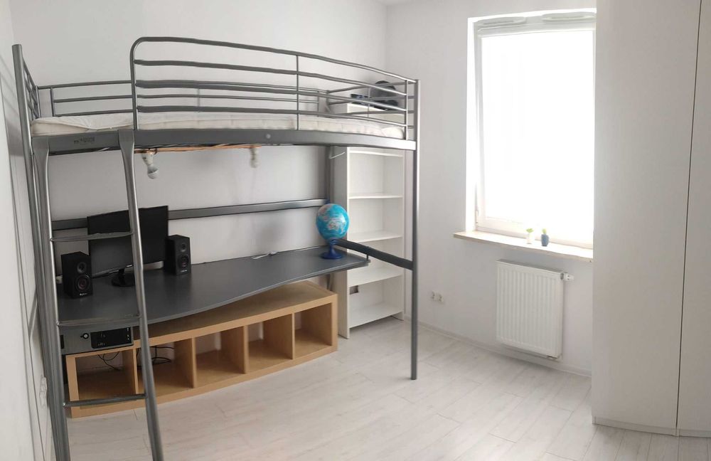 ANTRESOLA IKEA SVARTA Rama łóżka na antresoli + bardzo duże biurko