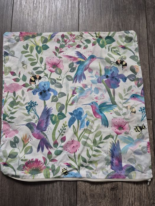 Poszewka na poduszkę dekoracyjna koliber wiosna kwiaty używana