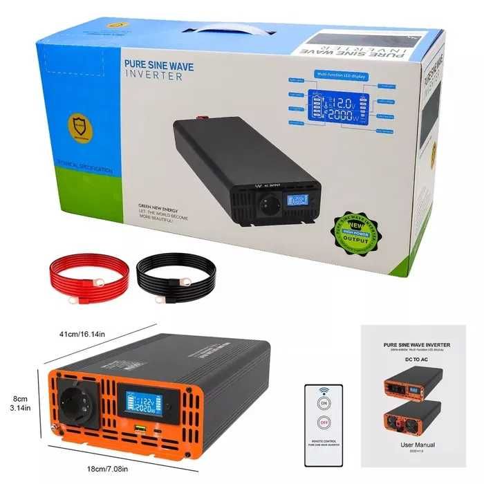 Інвертор DatouBoss PSW2000 12-220V (2000/4000W) ЧИСТИЙ СИНУС