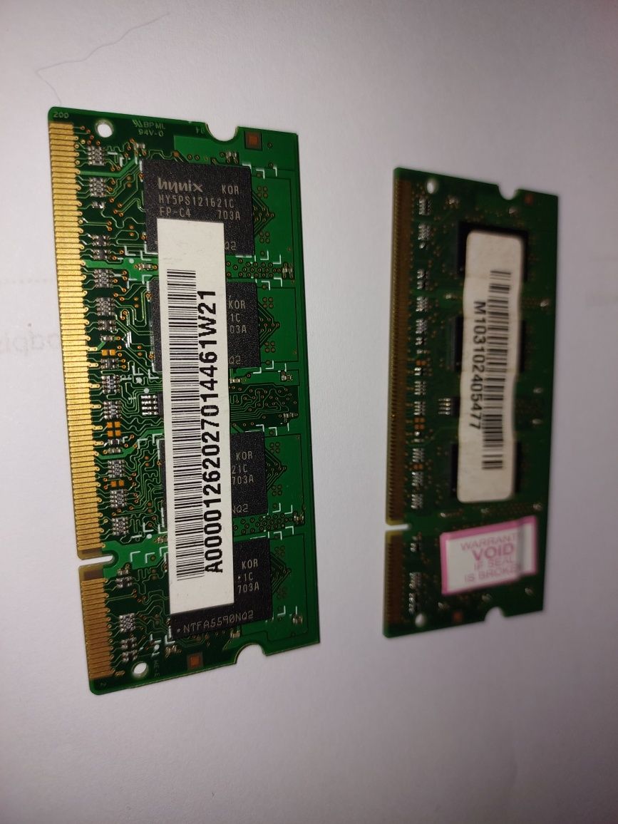 PAMIĘĆ RAM do laptopa RAM PC2 HYNIX 1GB + 512 MB 2RX16 2szt. =13zł bdb
