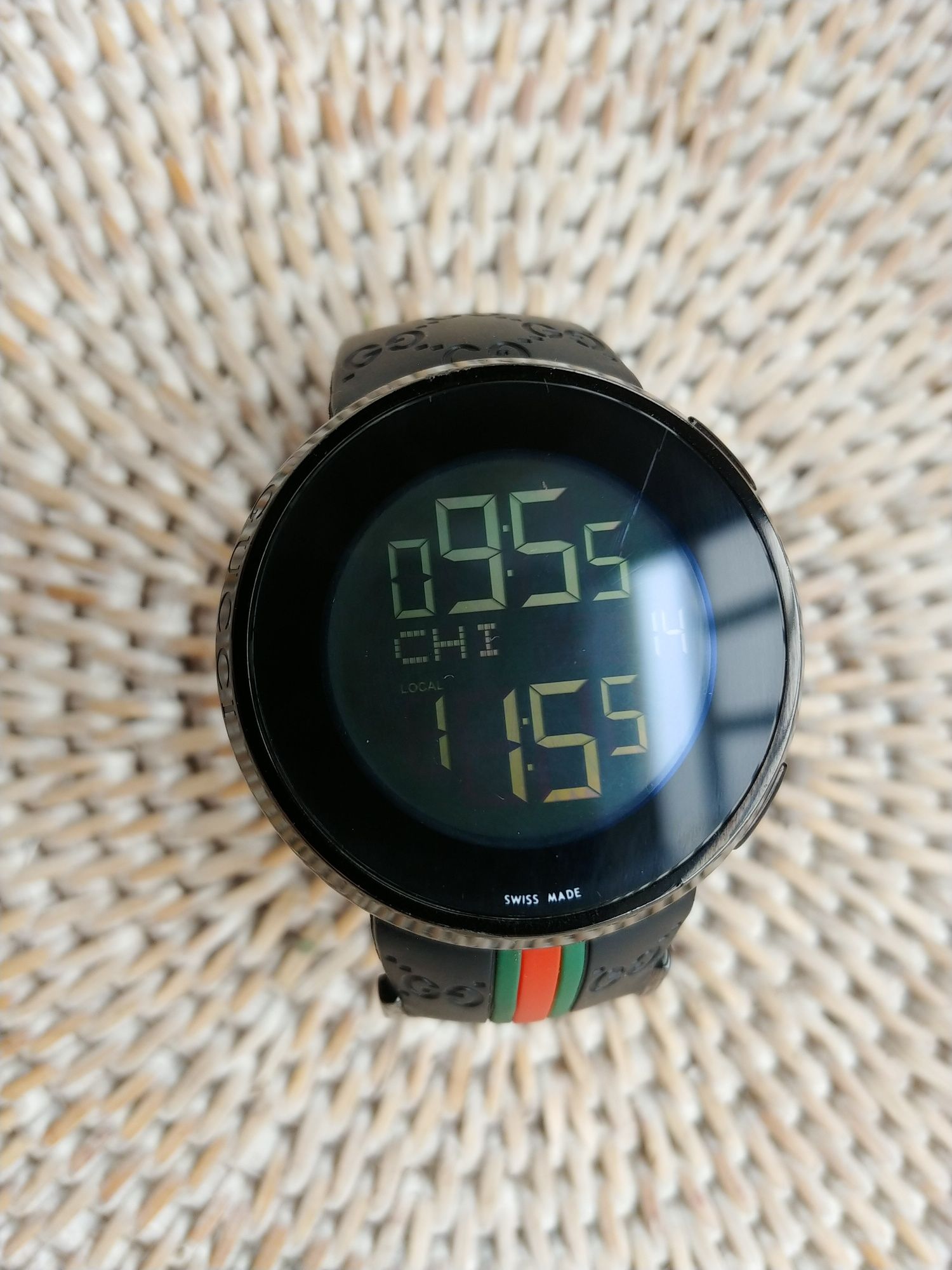 Чоловічий цифровий годинник Gucci I-Gucci Digital Black Rubber YA11420