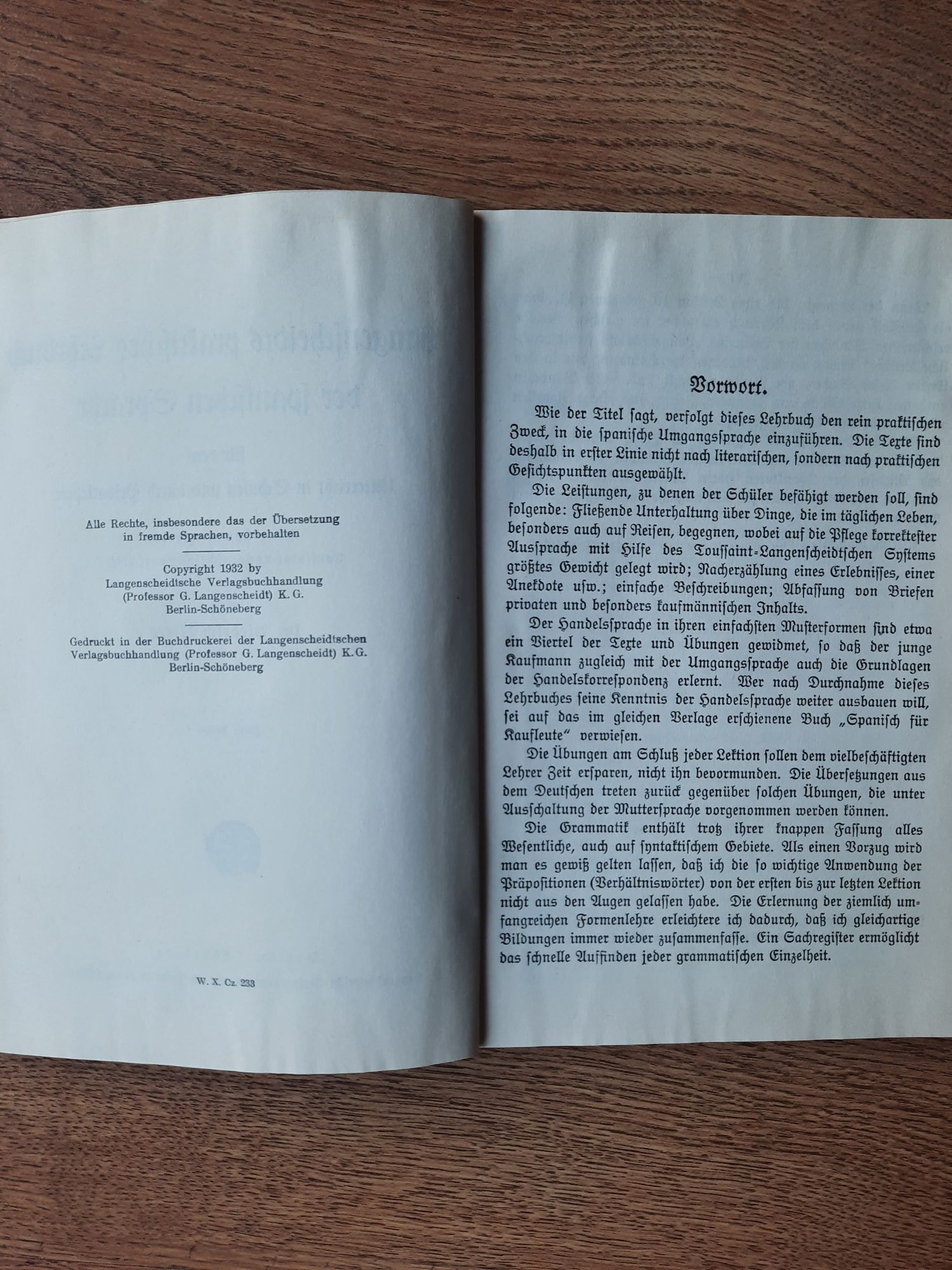 Langenscheidts . Lehrbuch der spanischen Sprache. 1932 . 2 Książki .
