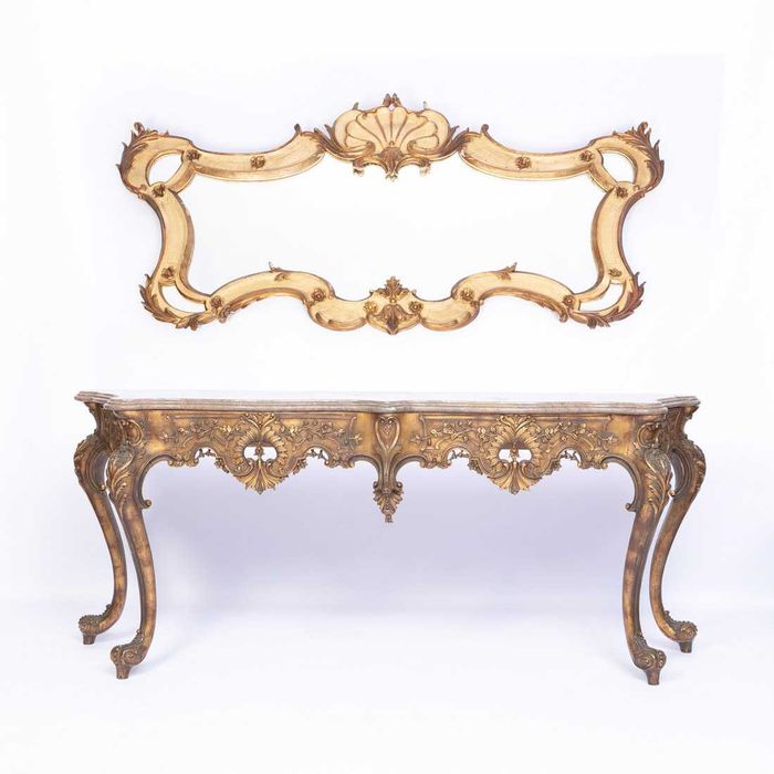 Consola e Espelho Estilo Luis XV