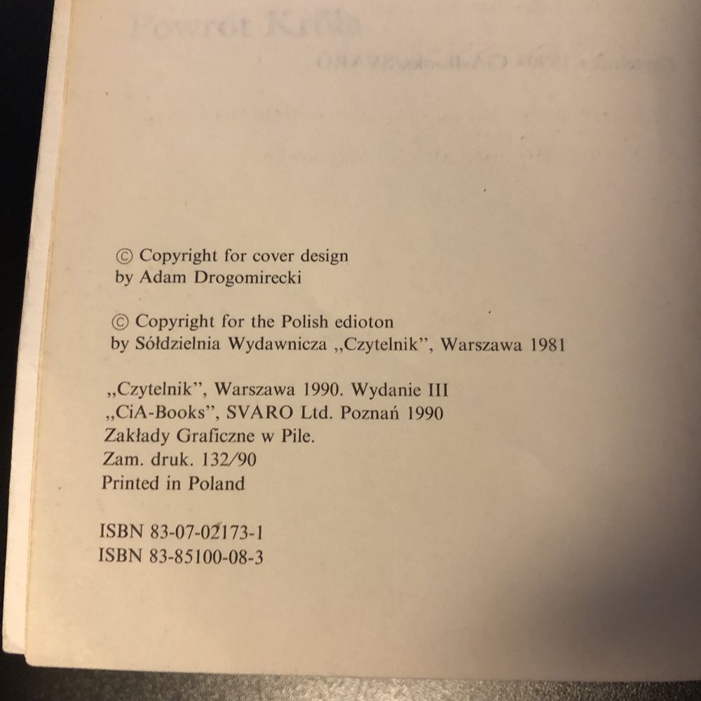 Tolkien - Powrót Króla wyd. 1990