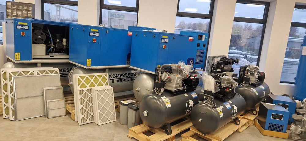 Kompresor śrubowy GUDEPOL 7,5kW NOWY, zbiornik ocynk z osuszaczem FV23