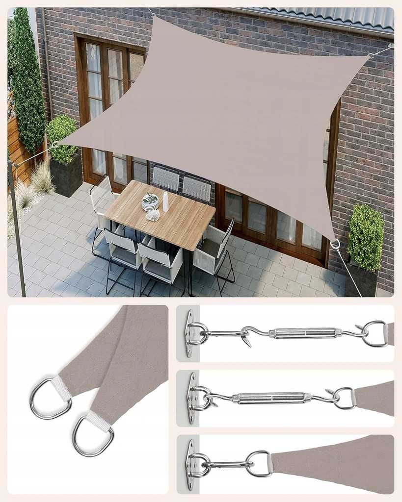 SONGMICS GSH23TP Żagiel przeciwsłoneczny 2 x 3 m, wodoodporny, szary