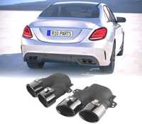 PONTEIRAS DE ESCAPE PARA MERCEDES W205 C205 14- LOOK C43 PRETAS BRILHANTES