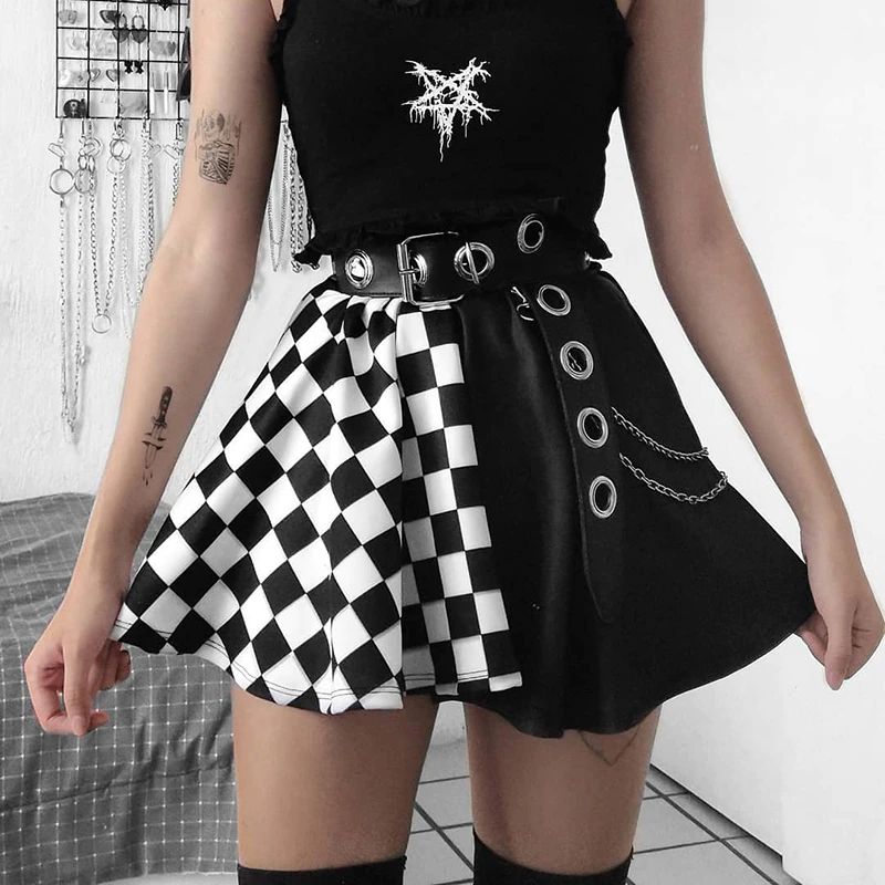 Sexy plisowana spódniczka w kratkę rock punk emo goth - S