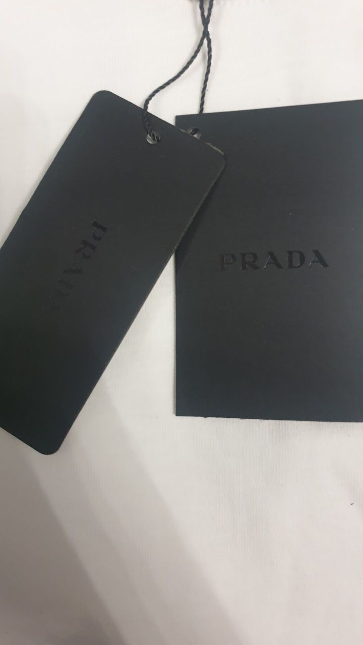 Bluza longsleeve Prada kremowa i oliwkowa