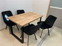 (607) Stół na metalowych nogach + 4 krzesła, nowe 1250 zł