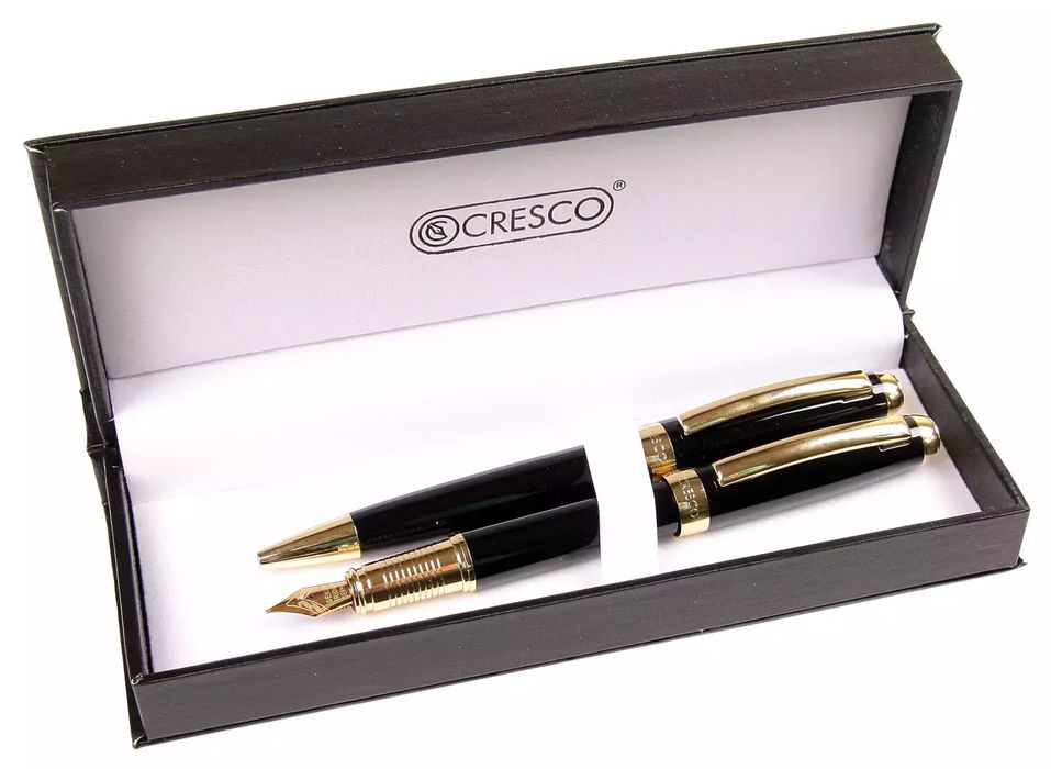 Pióro + długopis Symphony, czarno-złote. Cresco