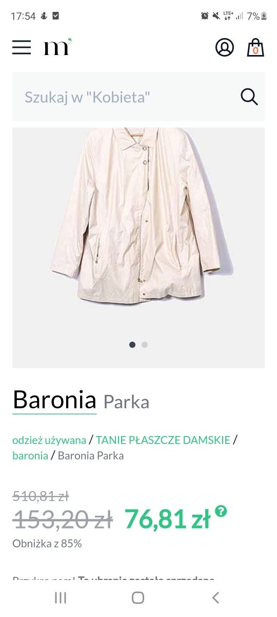 Baronia firmowy płaszcz damski rozmiar L/XL