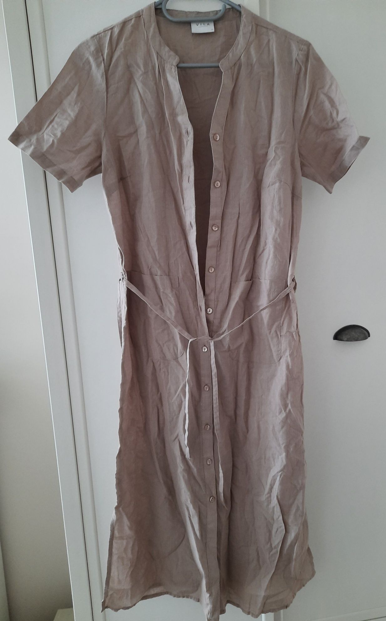Nowa sukienka 100% bawełna beżowa midi Vila rozmiar S 36