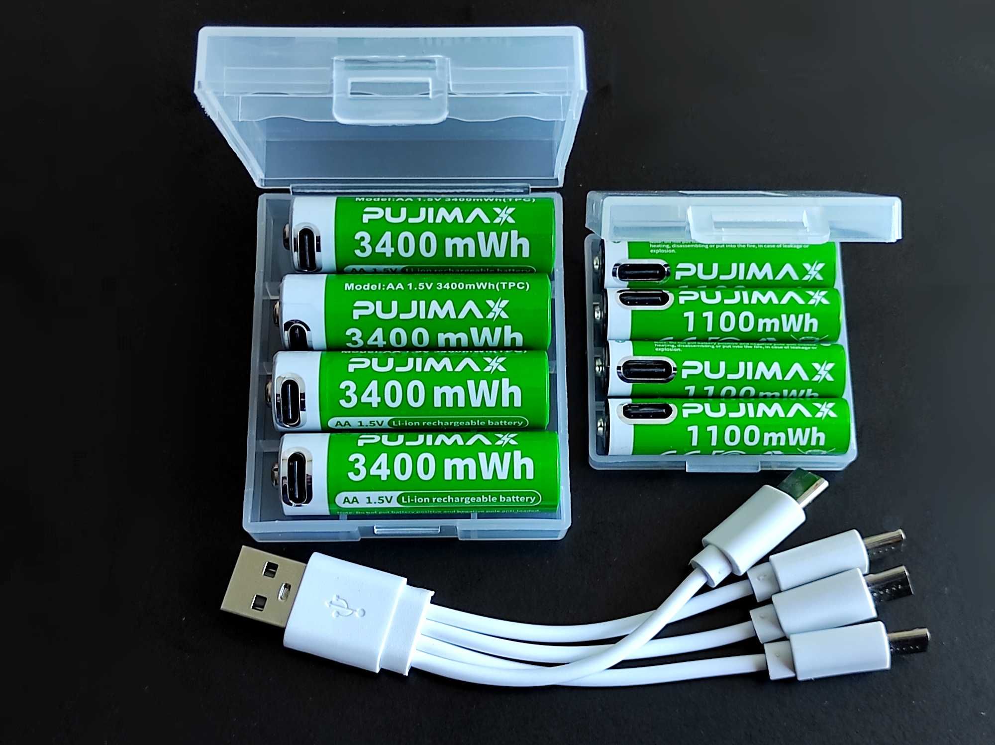 Акумулятори AA AAA 1.5V usb type-c, Pijimax бокс для зарядки