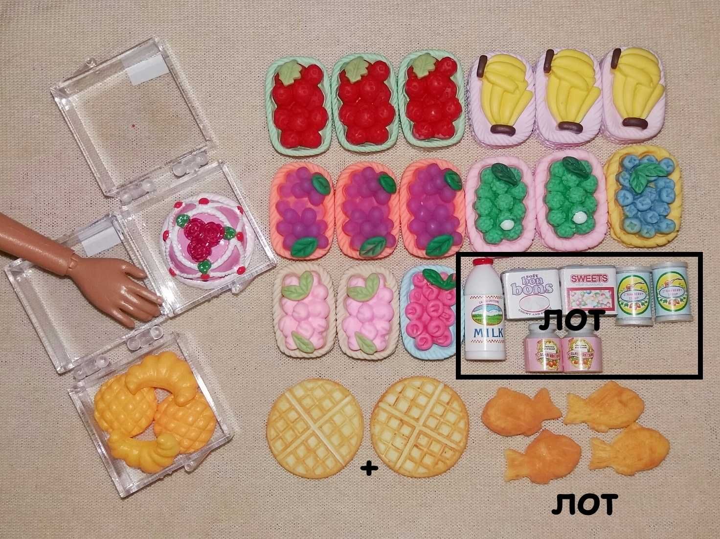 Еда для кукол Барби Barbie пирожные фрукты выпечка аксессуары