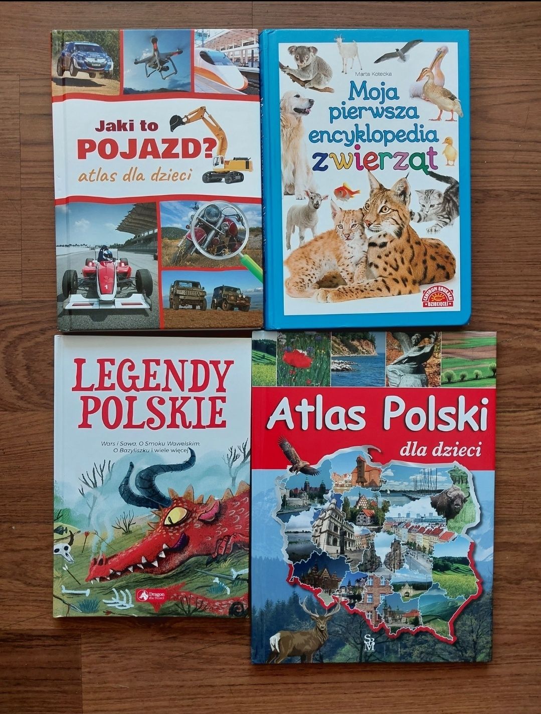 Ksiązki encyclopedia dla dzieci zwierzęta pojazdy atlas Polski zestaw