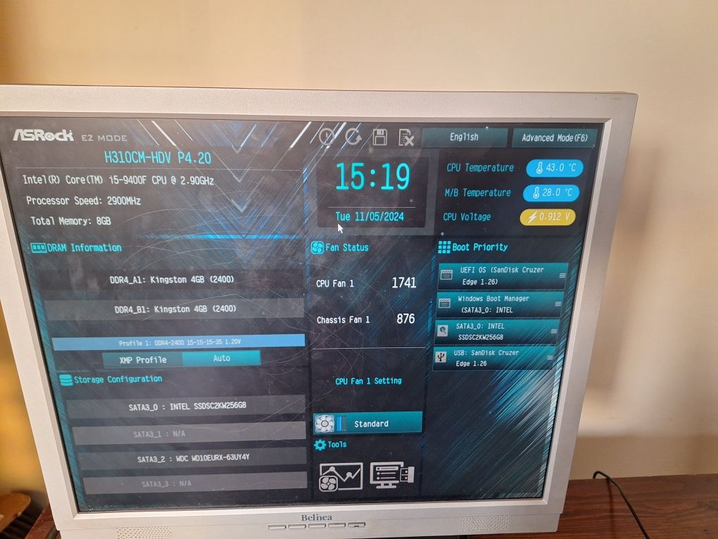 Okazja Zestaw komputerowy intel i5 9400f 2,9 GHz RAM 8Giga,ssd,GTX 106