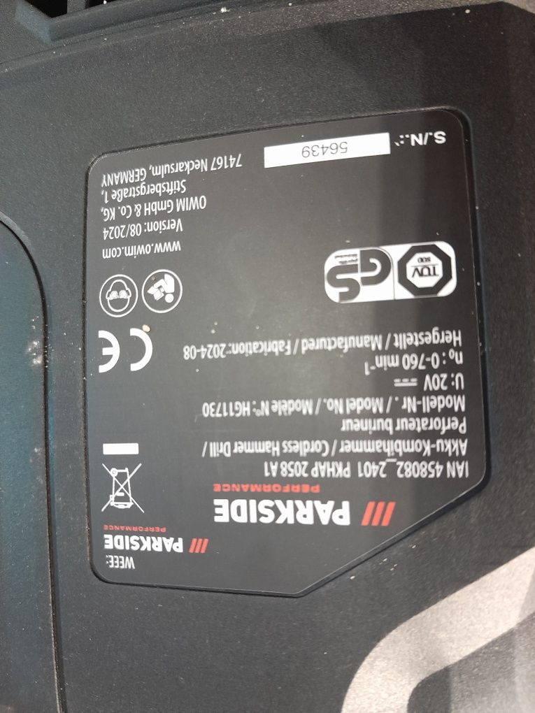 Parkside Młotowiertarka PKHAP 2058 A1