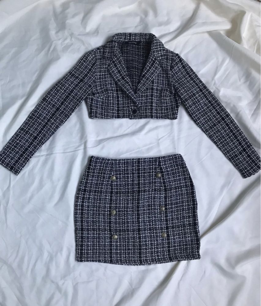 Komplet marynarka i spódniczka oldmoney coquette plotkara vintage