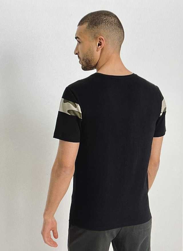 T-shirt męska czarna z moro stretch Bawełna Rozmiar M-48