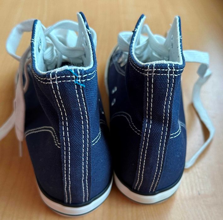 GRANATOWE TRAMPKI na koturnie rozm. 36 wkł. 22 cm