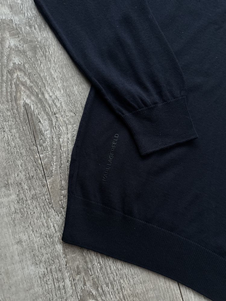 Nowy meski sweter Karl Lagerfeld wełna merino M granat