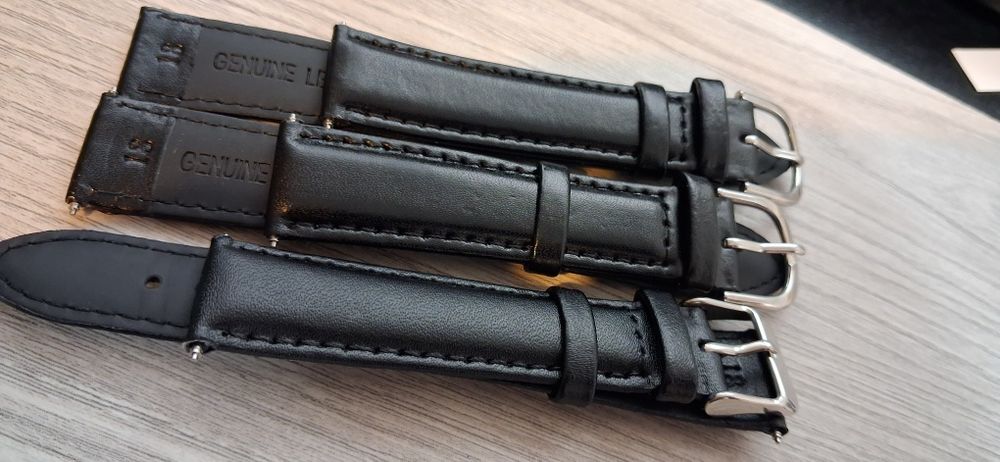 3 szy nowe paski pasek do zegarka 18mm Czarne skóra naturalna