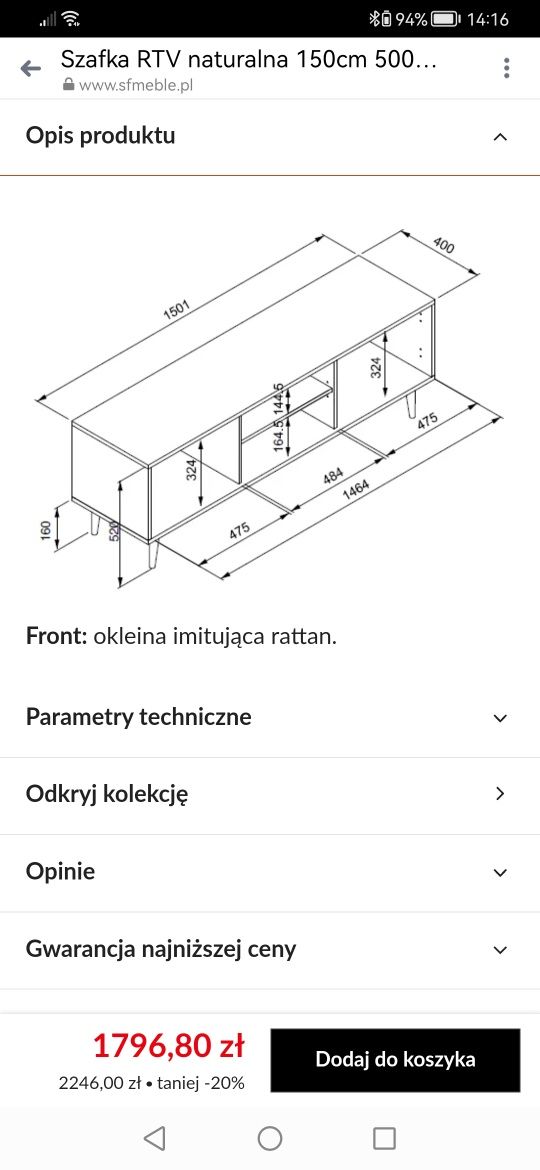 Szafka RTV pod telewizor 150cm