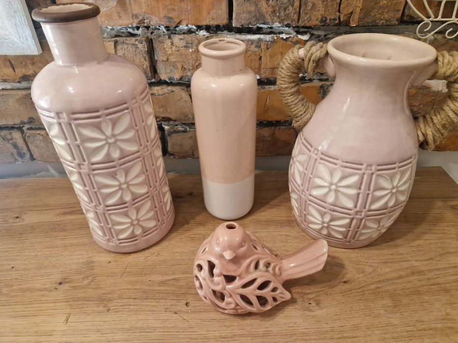 Komplet 3 wazony i ptaszek