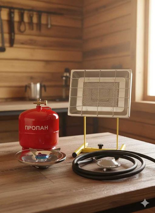 Комплект газовий нагрівач керамічний 2,9 кВт + Баллон пропан 8 л.