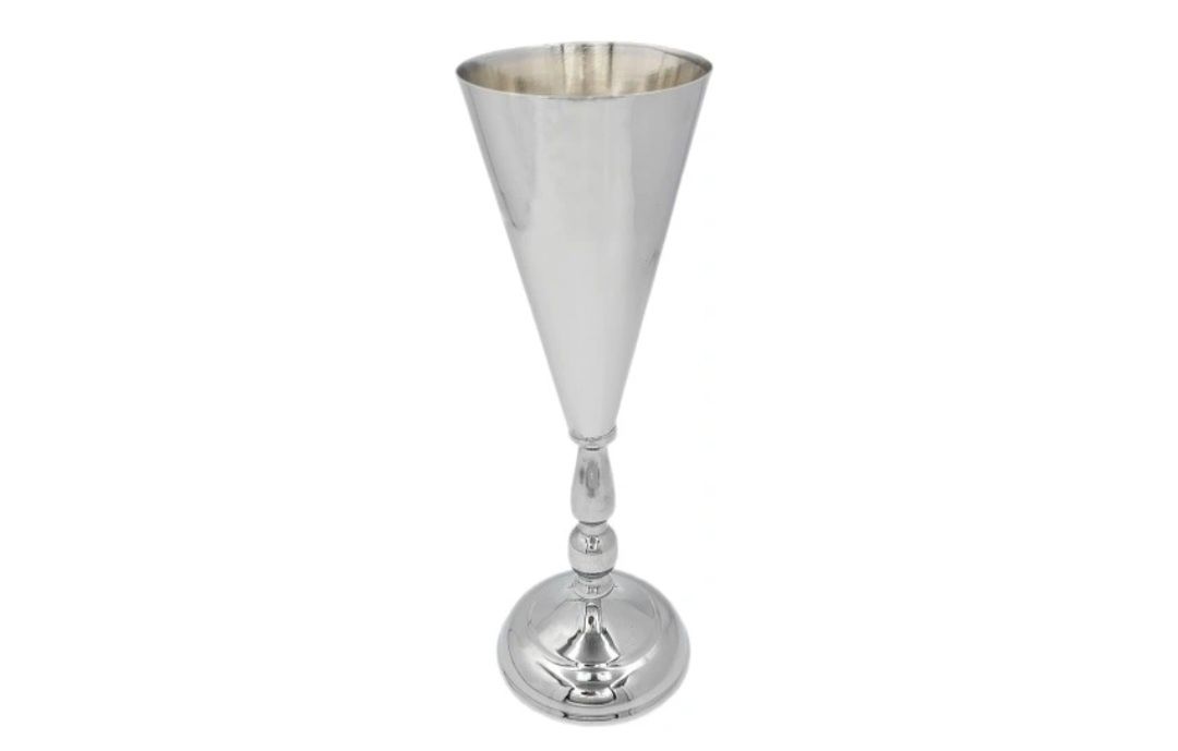 Srebrny wazon metalowy wys 37 cm glamour