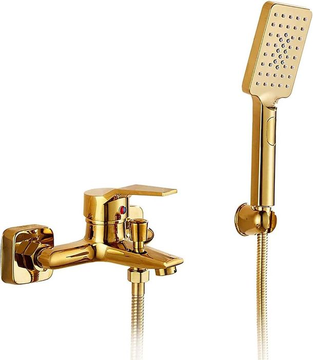Bateria wannowa prysznicowa naścienna MOSIĘŻNA złota Italian design