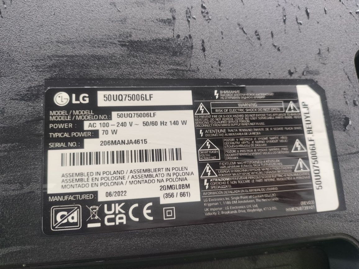 TV LG 50UQ75006LF