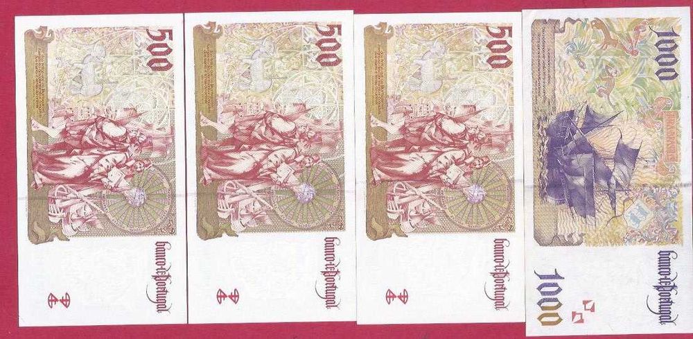 Portugal  as Ultimas Notas de Escudos    7 Notas datas diferentes