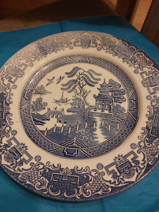 Angielski Kraj Angielski Ironstone Anglia Niebieski talerz płaski 24 c