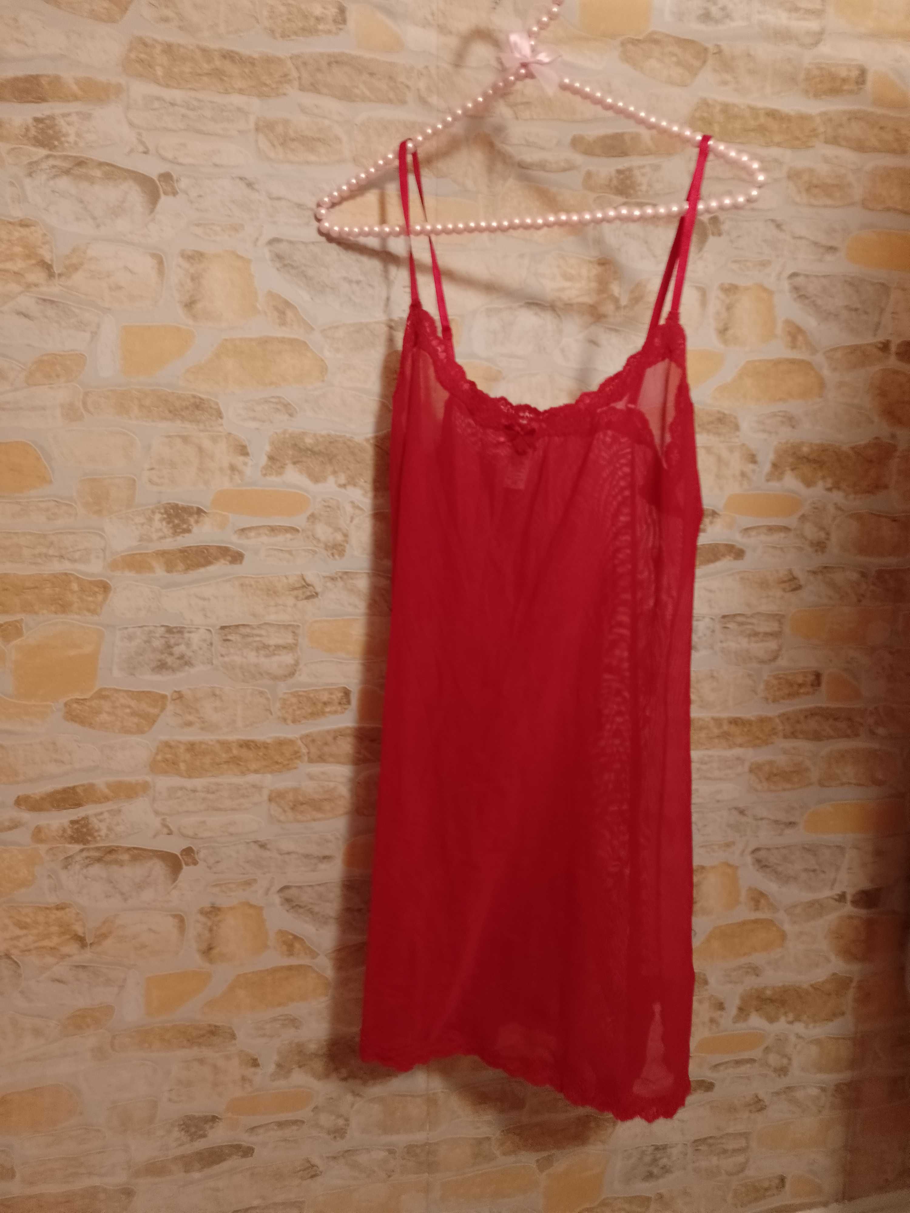 )40/42) (L/XL) H&M/ czerwona halka/ koszulka nocna