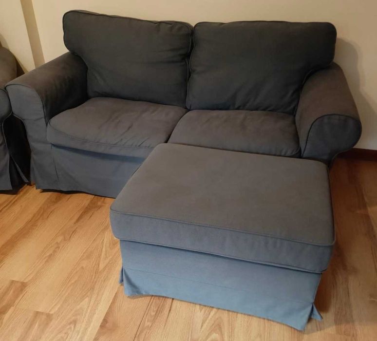 IKEA EKTORP zestaw: sofa, fotel, podnóżek, 2-letni, zadbany, -60%