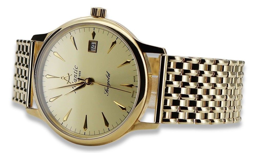 Złoty zegarek Atlantic 14k 585 bransoletą męski mw003y&mbw013y Warszaw