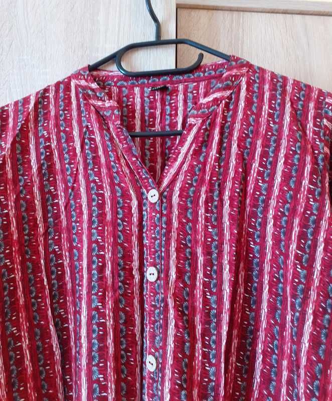 38/40/42/44 Sukienka typu kaftan letnia plażowa midi bordowa wzory