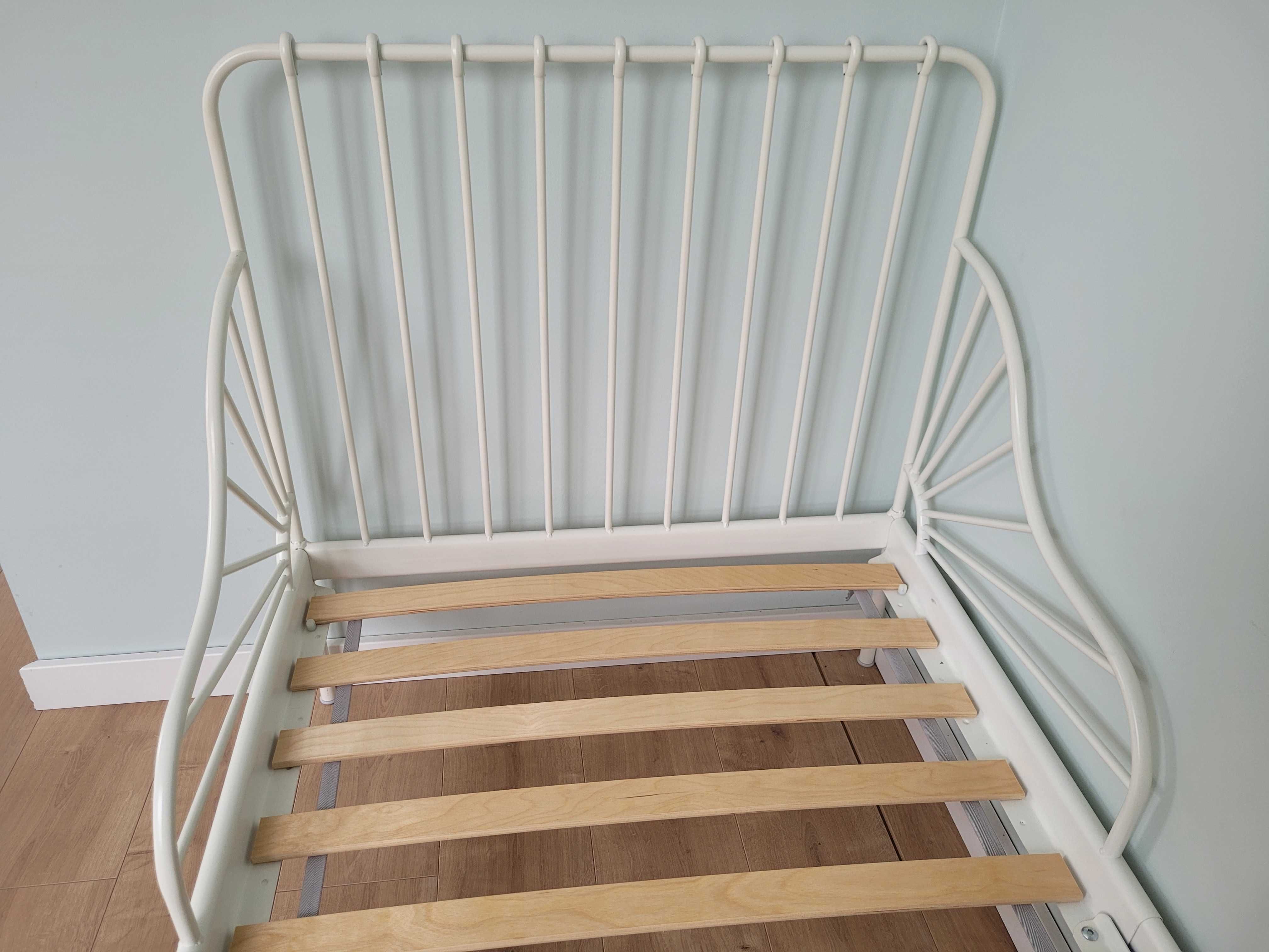 Łóżko rozsuwane MINNEN Ikea białe + stelaż + materac
