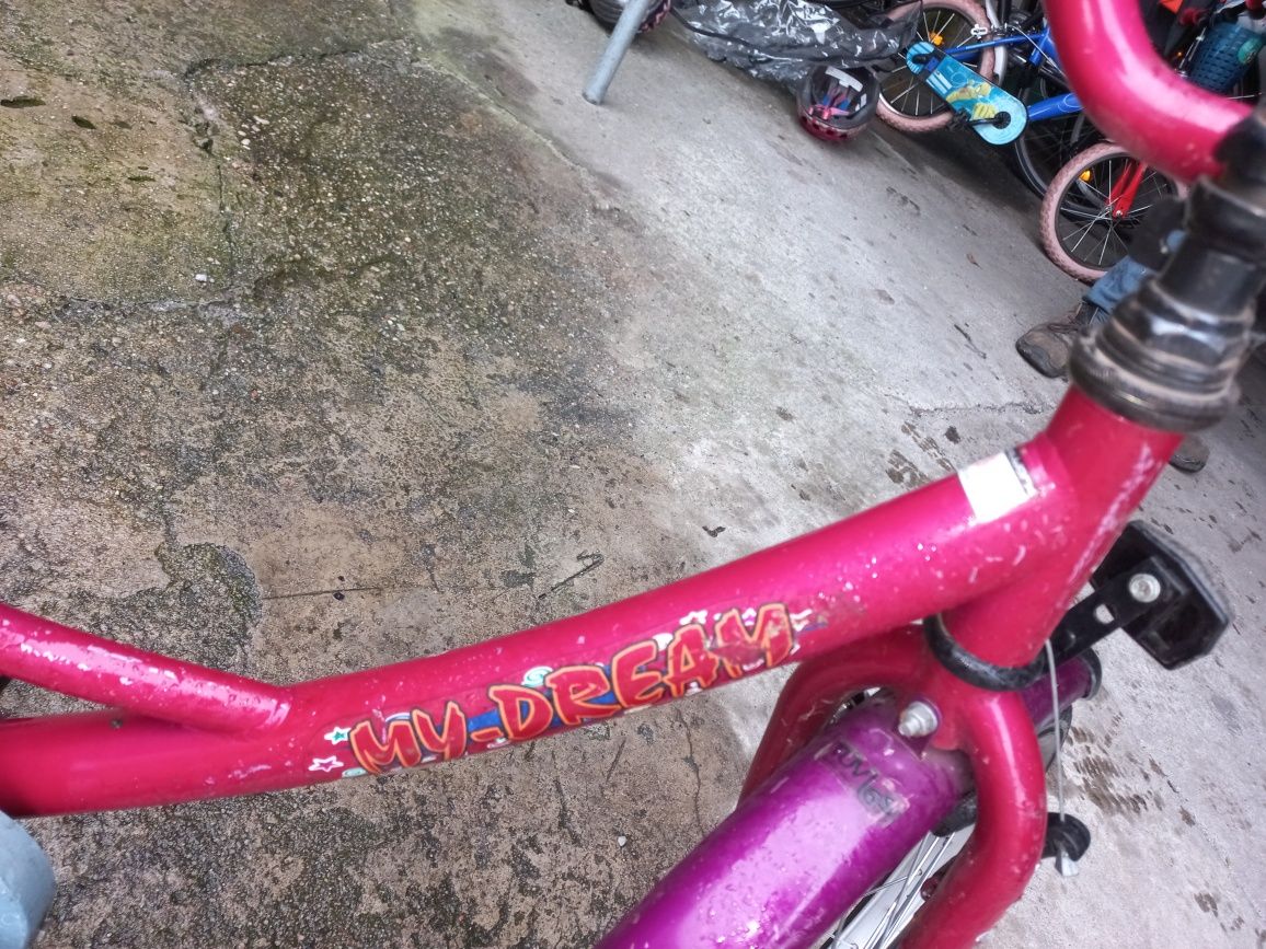 Rower dziewczęcy 16 cali fioletowy bordowy
