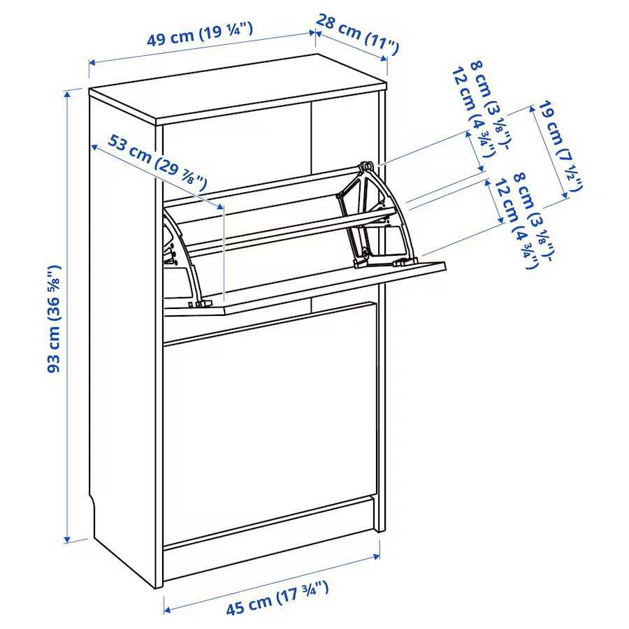 BISSA Szafka na buty 2 przegrody   czarnybrąz 49x28x93 IKEA NOWA  !!