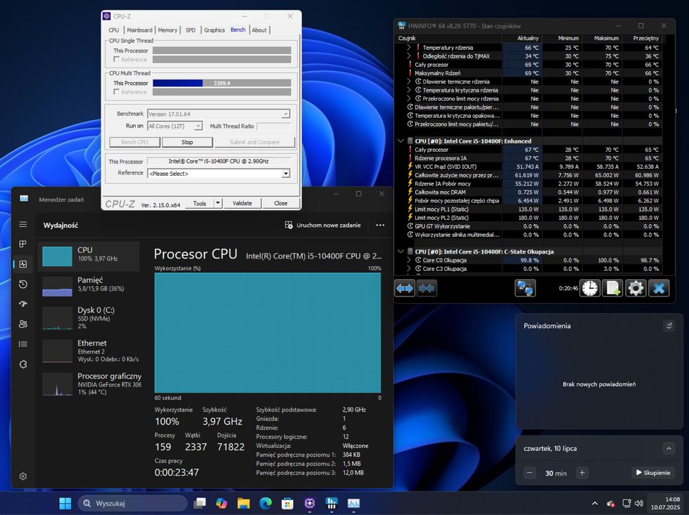 Komputer RTX 3060 i5 10400f 16GB 500GB Gaming do gier