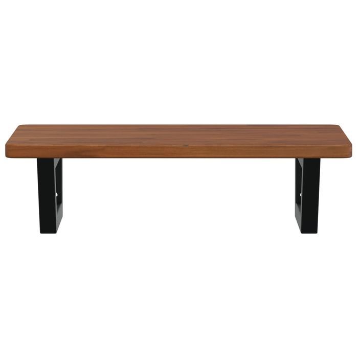 vidaXL Półka ścienna pod umywalkę, stal i lite drewno dębowe