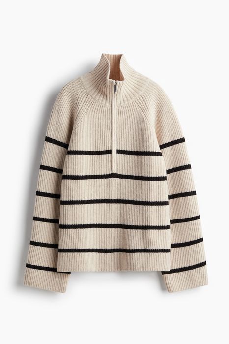 H&M sweter w prazki z suwakiem u góry XL