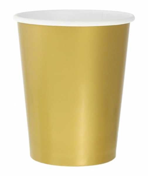 Kubeczki papierowe jednokolorowe złote 250ml 8szt